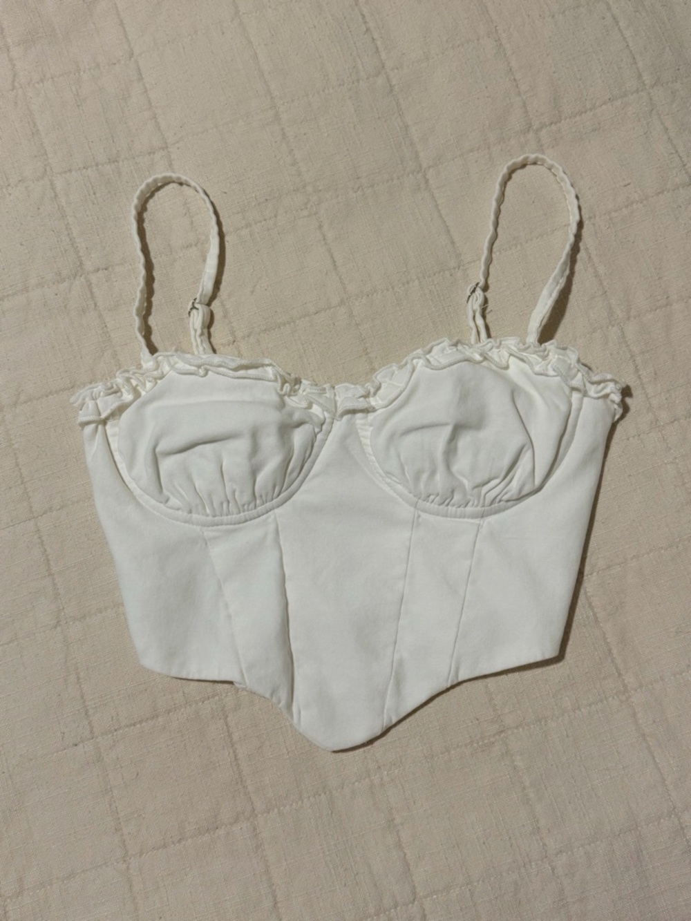 Princess Polly White Ruffle-Trim Bustier Top